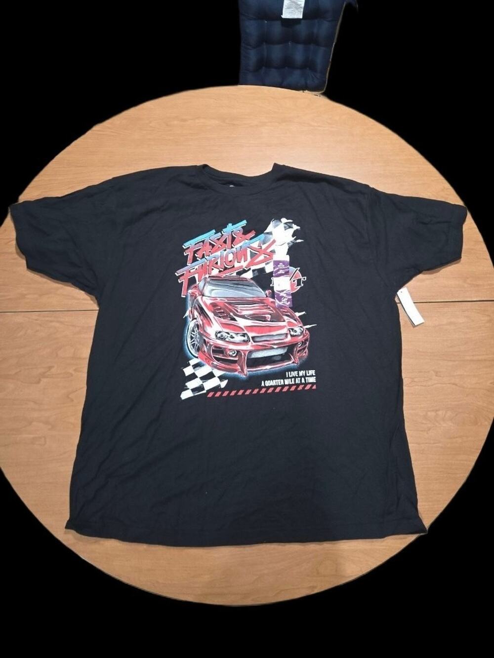 Black Graphic T-Shirt Racing Car Design 2XL